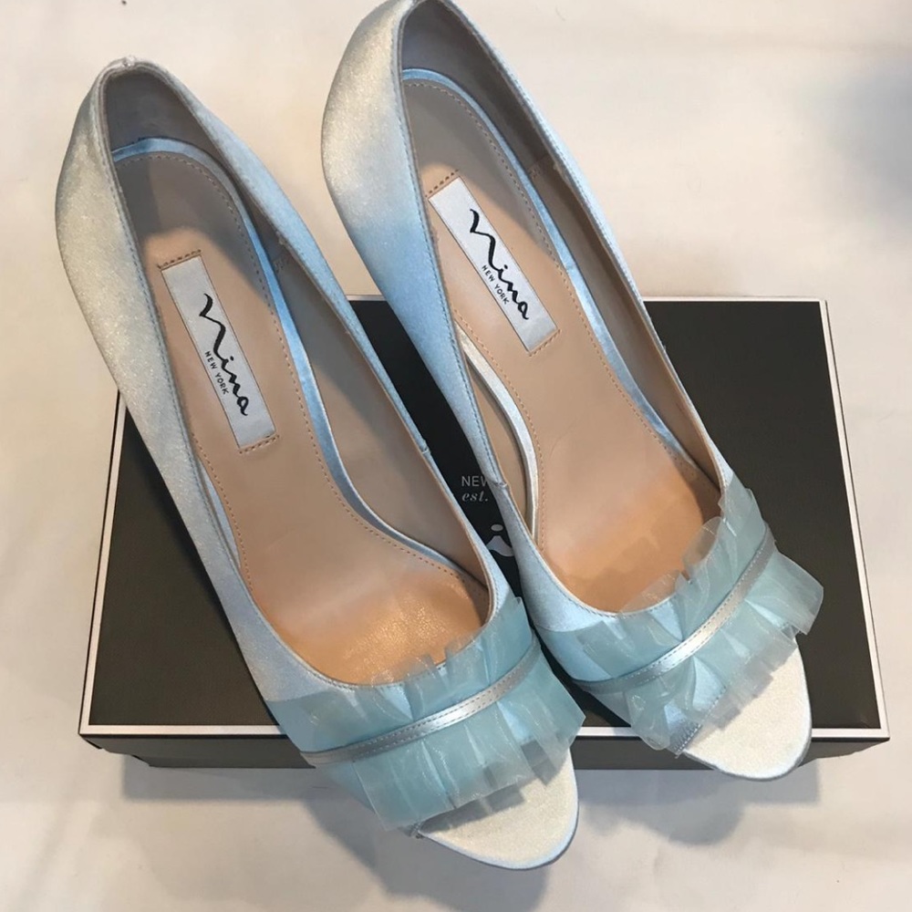 NINA SATIN PALE BLUE SHOES